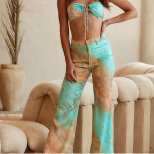 12th Tribe St. Barths Aqua and Peach Tie-Dye Pants and Top Set